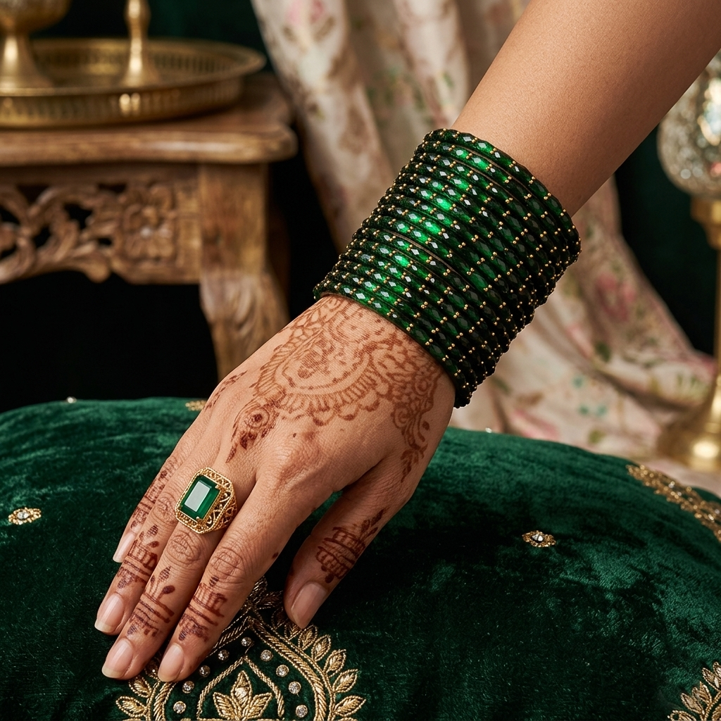 Glass Bangle - Green 7
