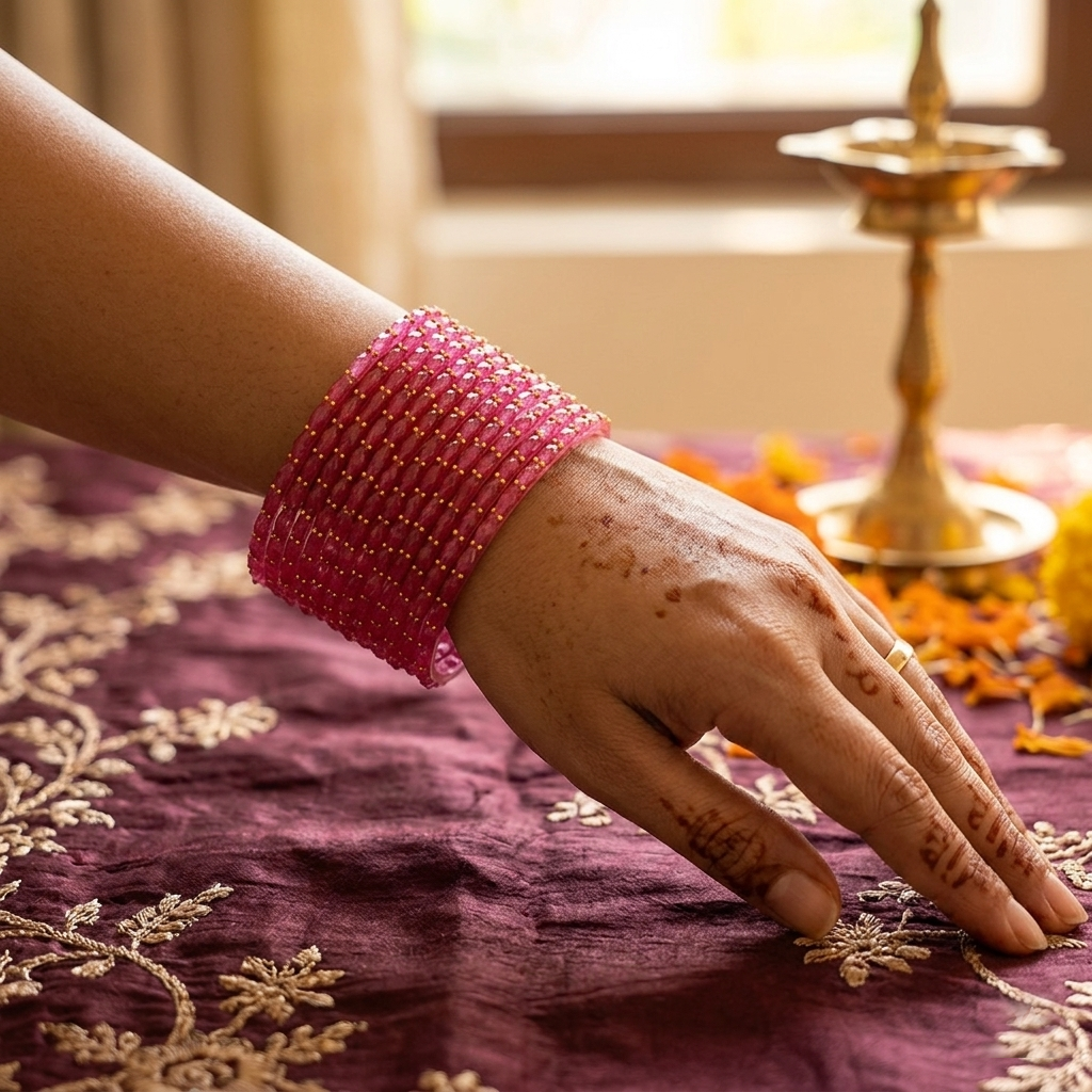 Glass Bangle - Pink 7