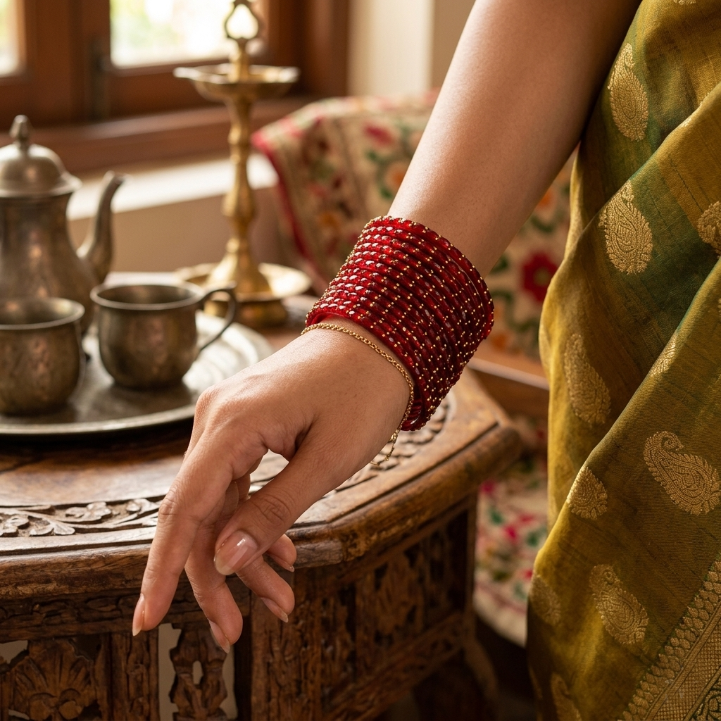 Glass Bangle - Red 5