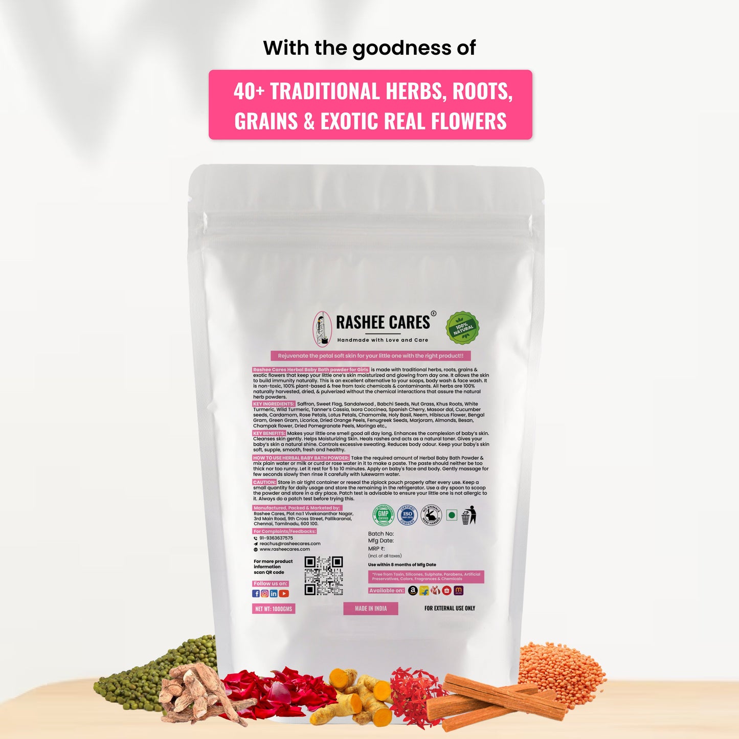 Rashee Cares Herbal Girl Baby Bath Powder