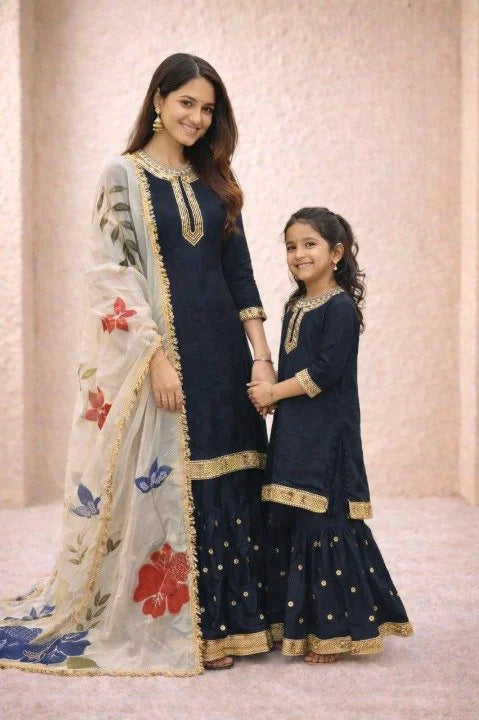 Omkar Creation's Mom–Daughter Matching Sharara Set