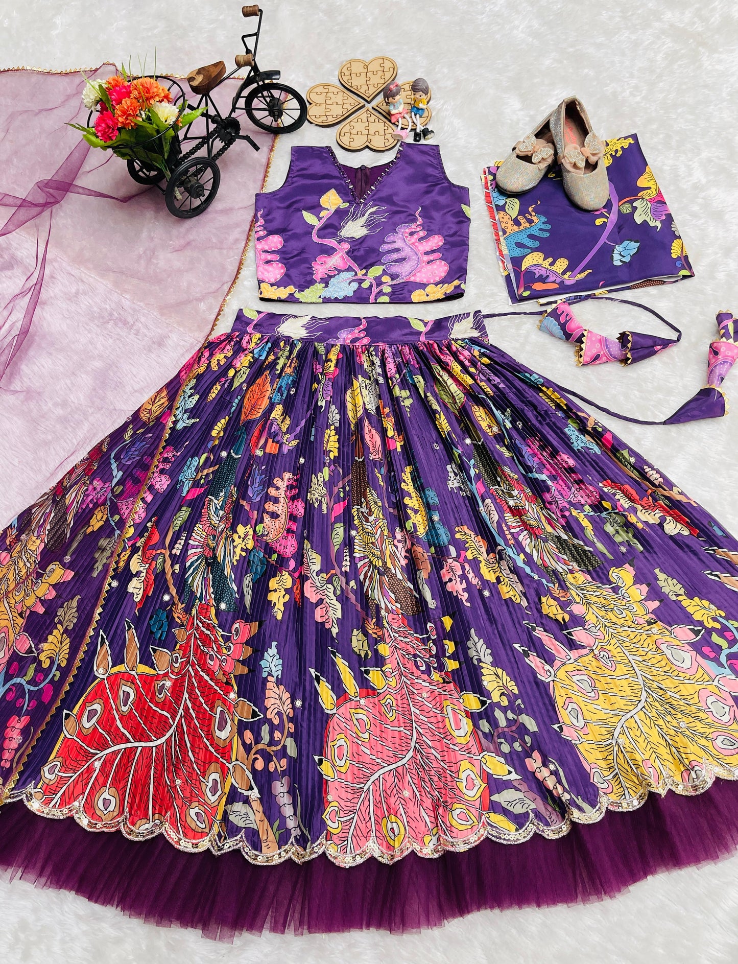 Omkar Creation's Girls Ready-to-Wear Lehenga Choli Set