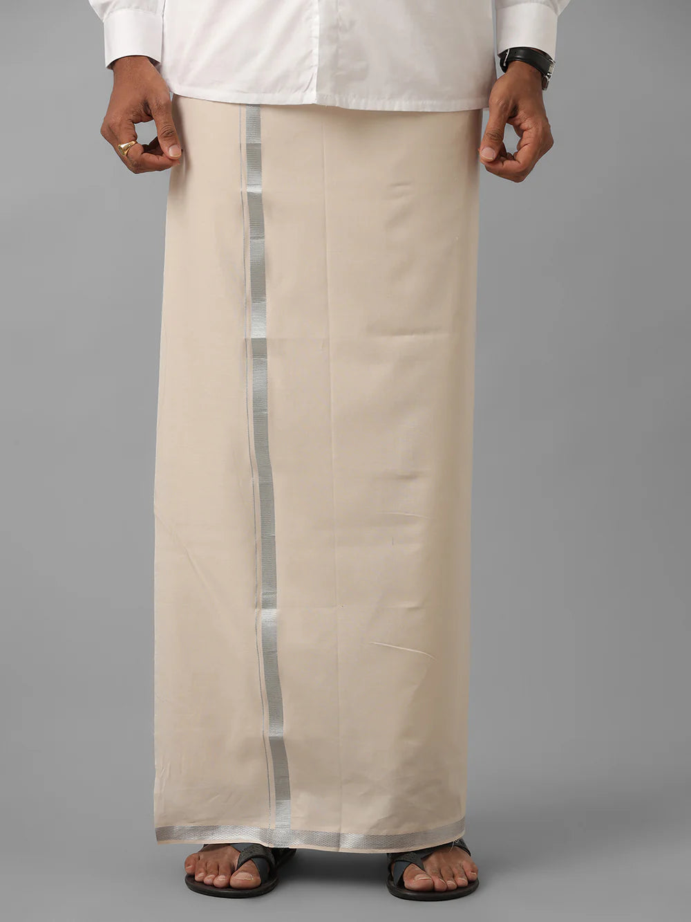 Ramraj's Cotton Rich White Shirt with Single Layer Dhoti Combo