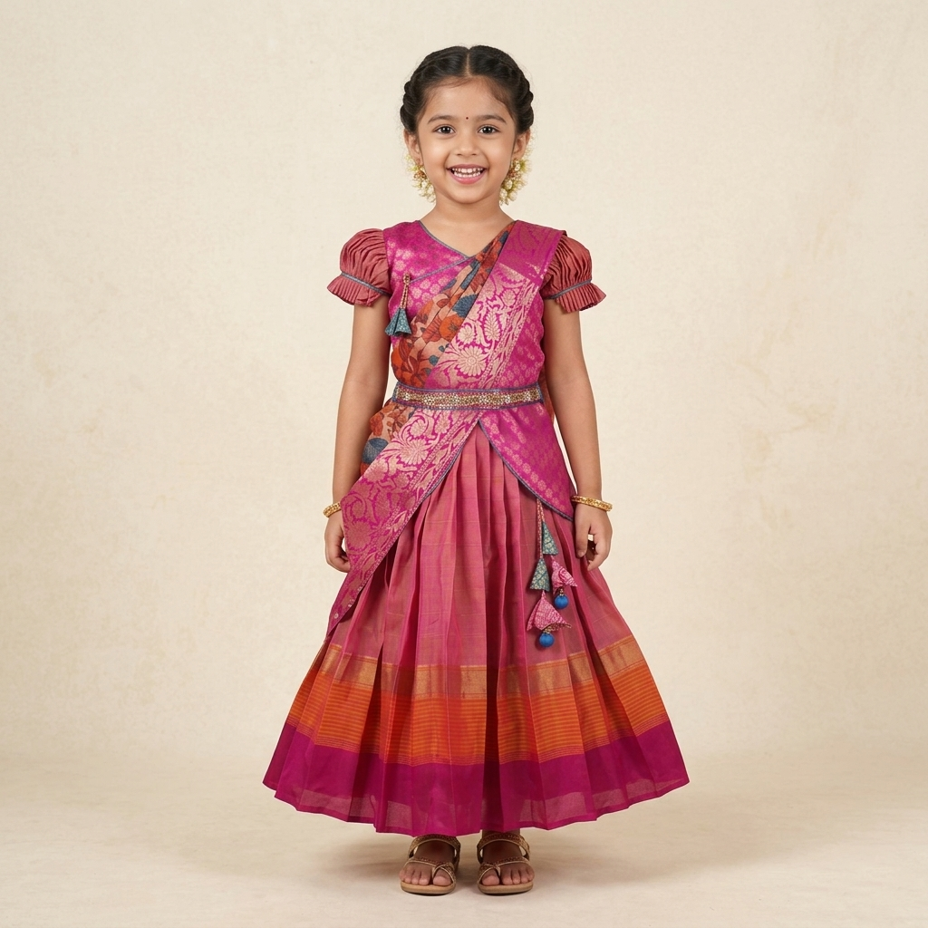 Varnatari's Onion Pink And Pink Lehenga Set