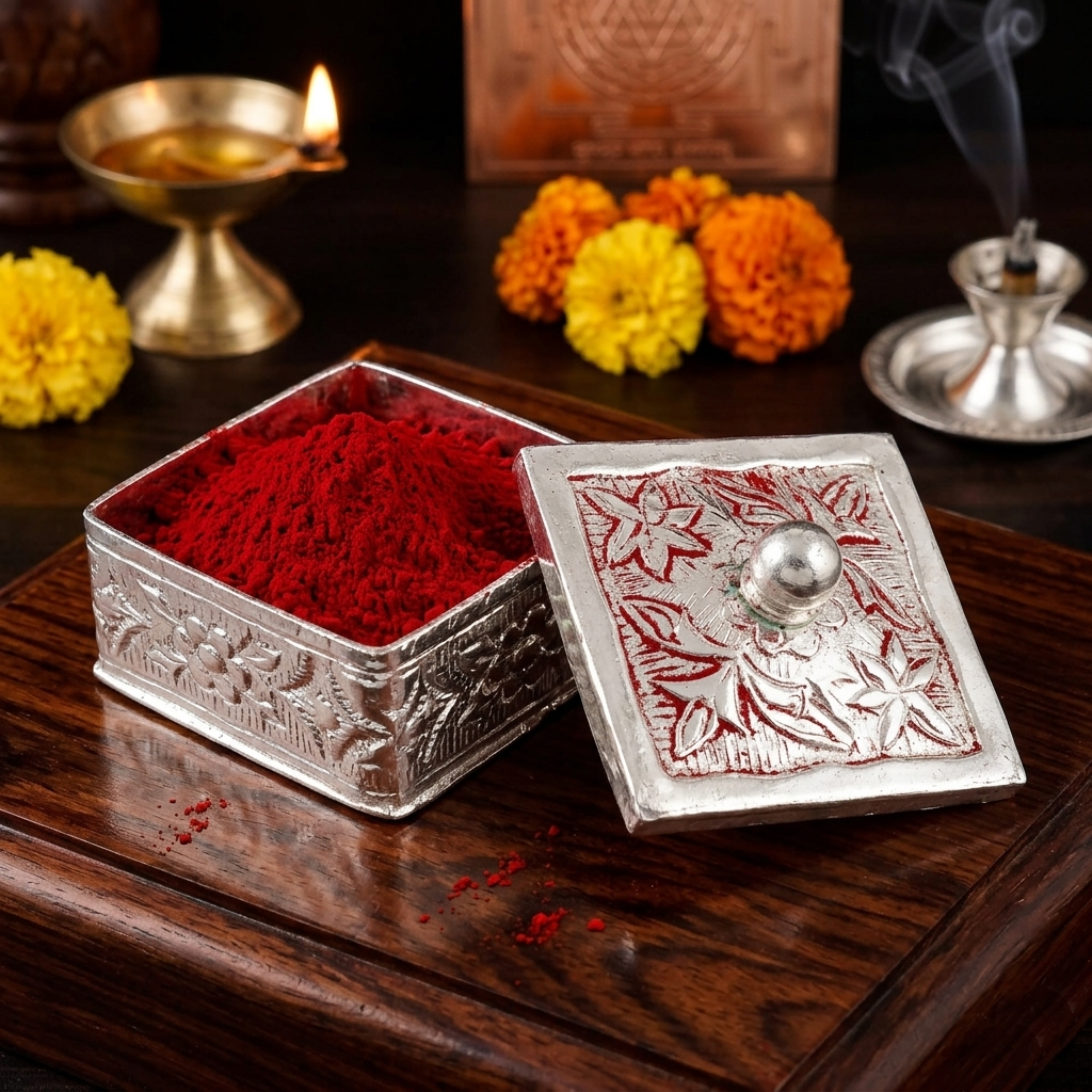 German Silver Kumkum - Square