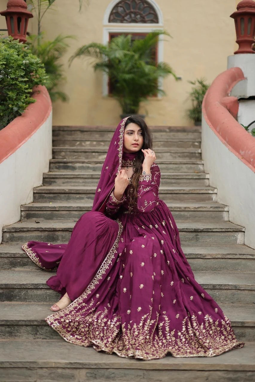 Vastra Creation's Designer Chinon Sharara Suit Set