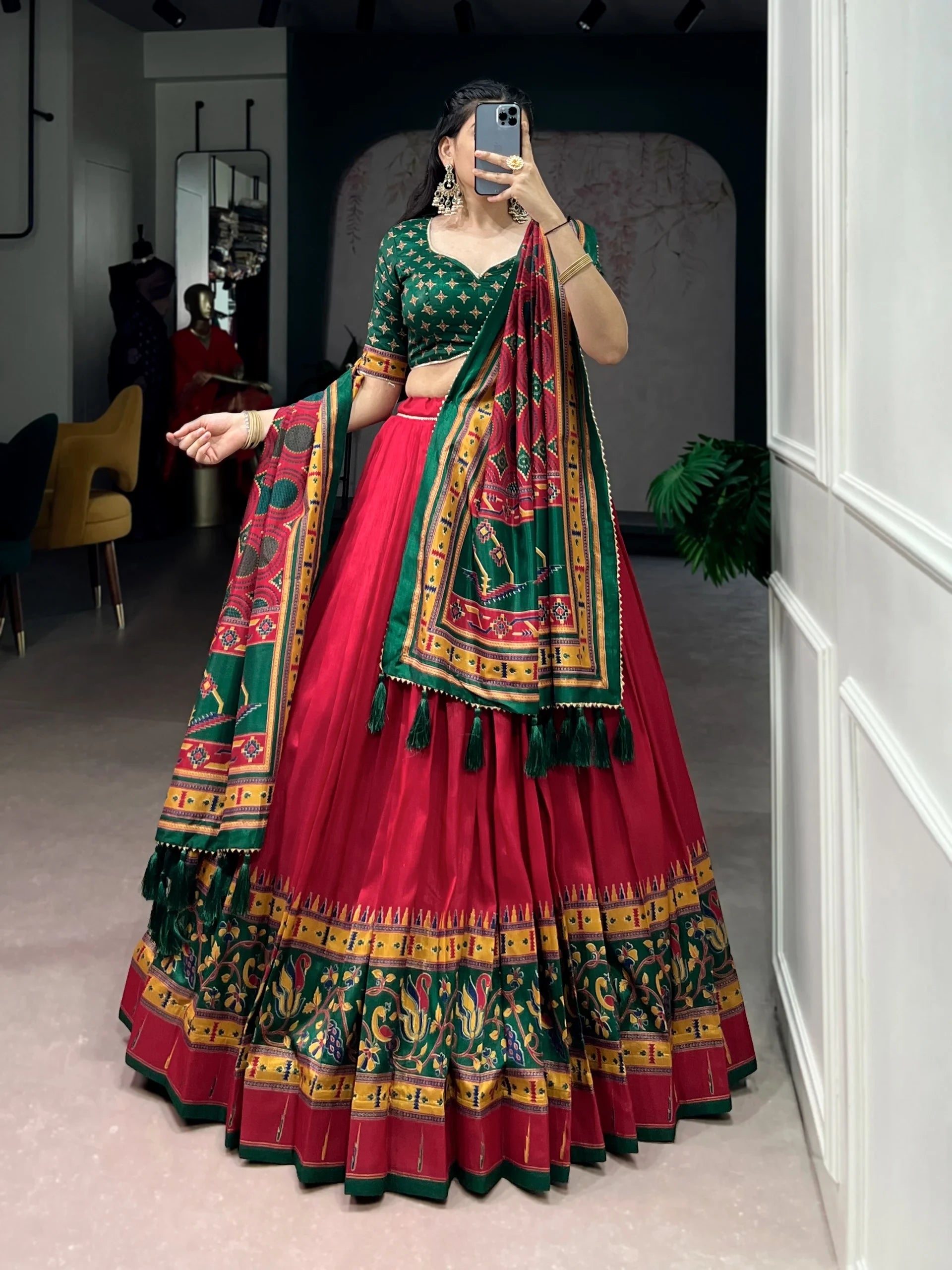Vastra Creation's Elegant Tussar Silk Lehenga Choli Set