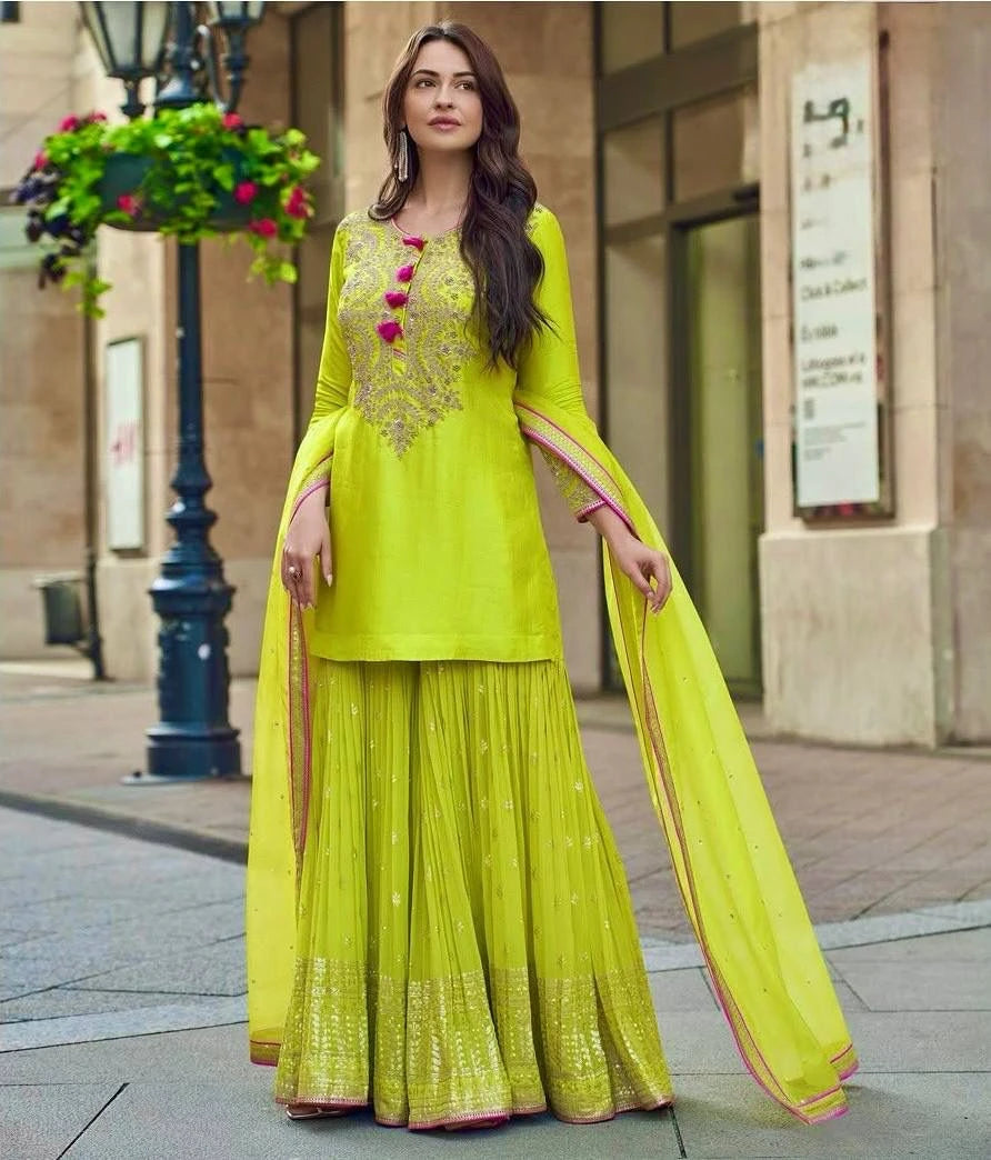 Vastra Creation's Heavy Faux Georgette Sharara Suit Set