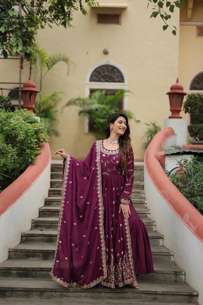 Vastra Creation's Designer Chinon Sharara Suit Set