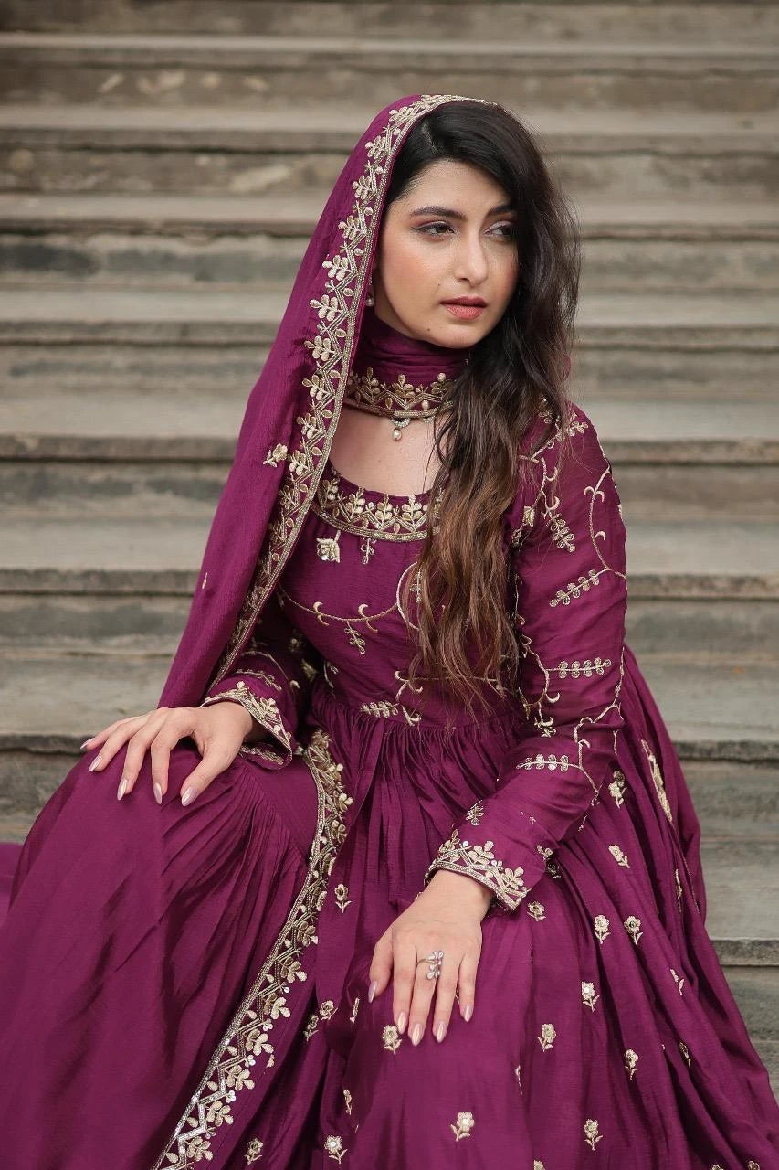 Vastra Creation's Designer Chinon Sharara Suit Set