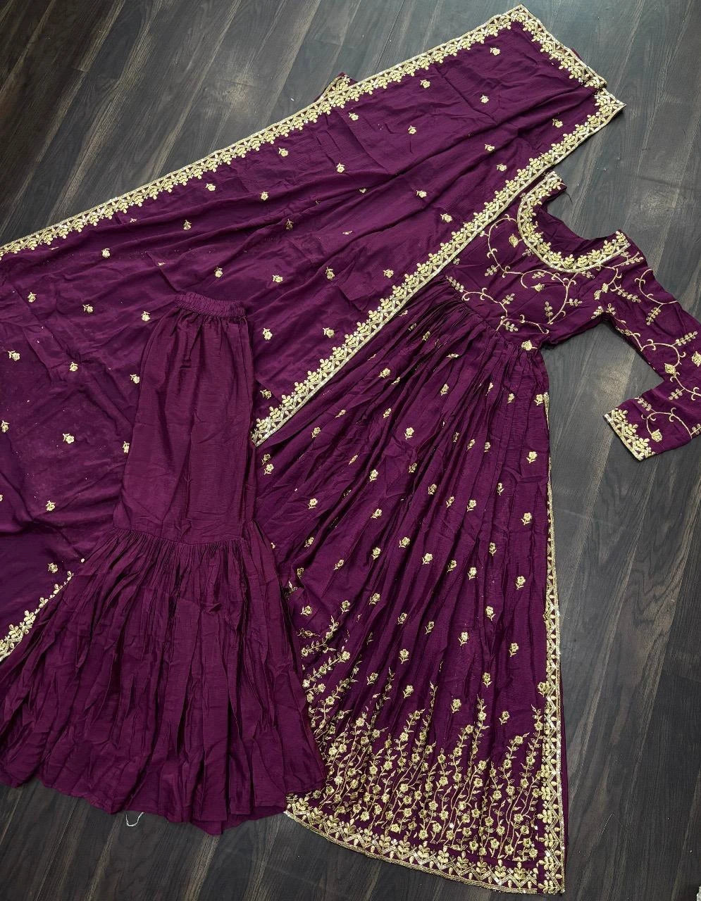 Vastra Creation's Designer Chinon Sharara Suit Set