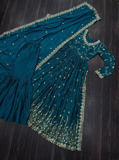 Vastra Creation's Designer Chinon Sharara Suit Set