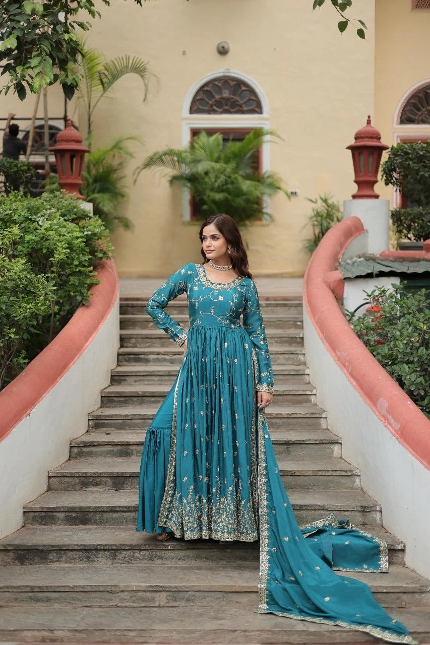 Vastra Creation's Designer Chinon Sharara Suit Set