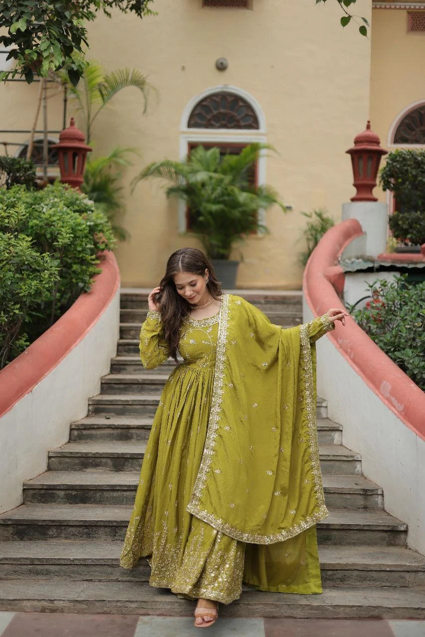 Vastra Creation's Designer Chinon Sharara Suit Set
