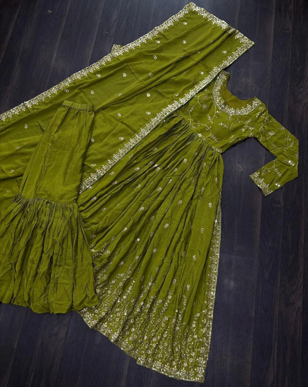 Vastra Creation's Designer Chinon Sharara Suit Set