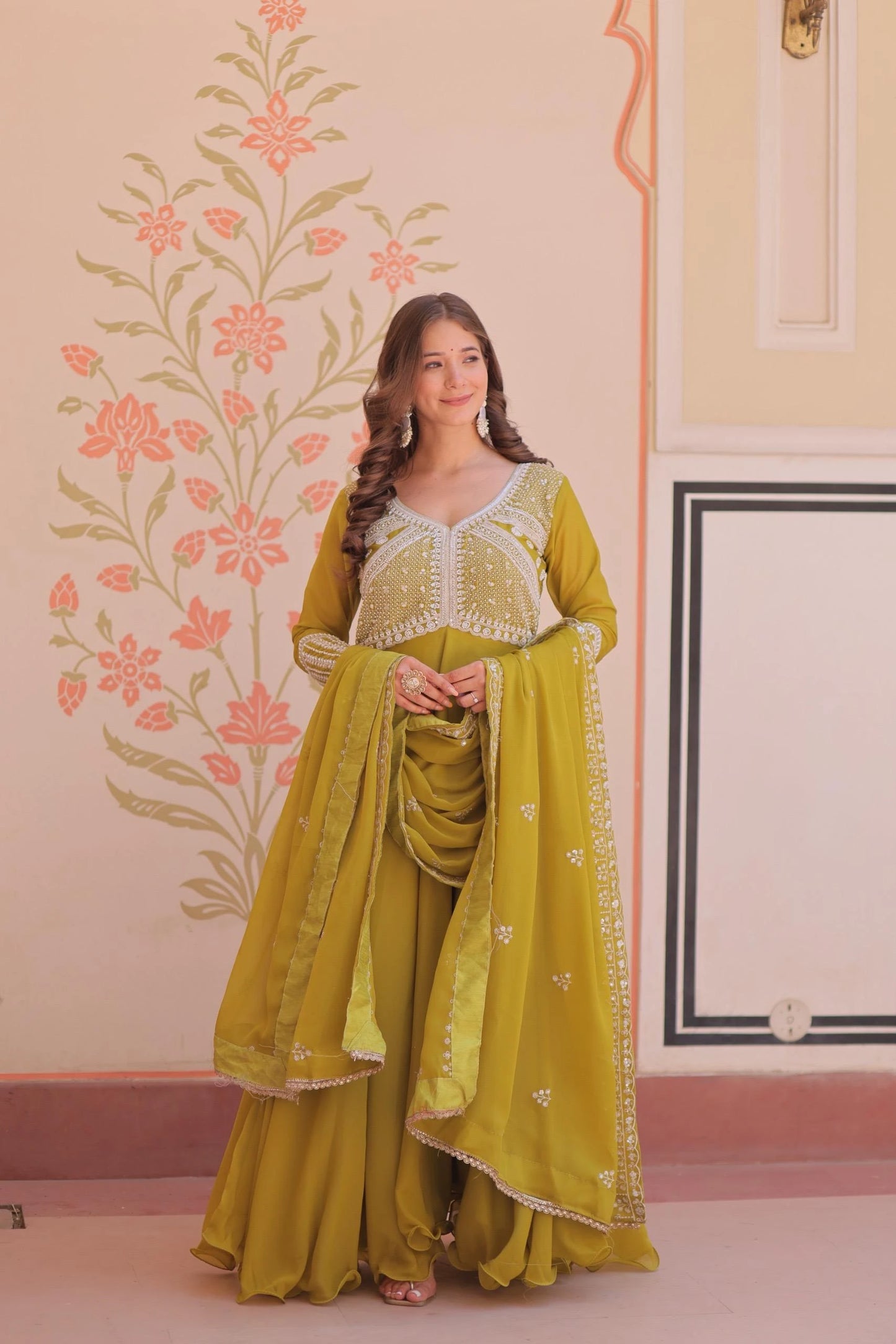 Vastra Creation's Designer Star Georgette Embroidered Gown with Dupatta