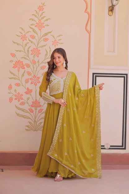 Vastra Creation's Designer Star Georgette Embroidered Gown with Dupatta