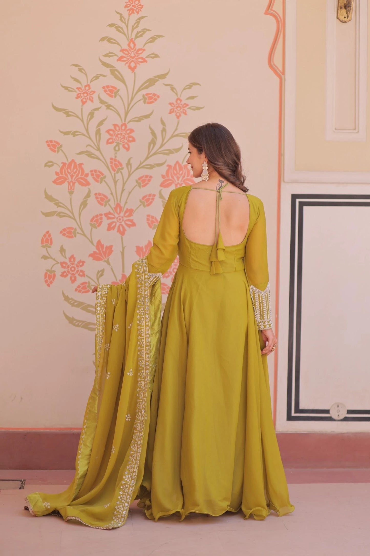 Vastra Creation's Designer Star Georgette Embroidered Gown with Dupatta