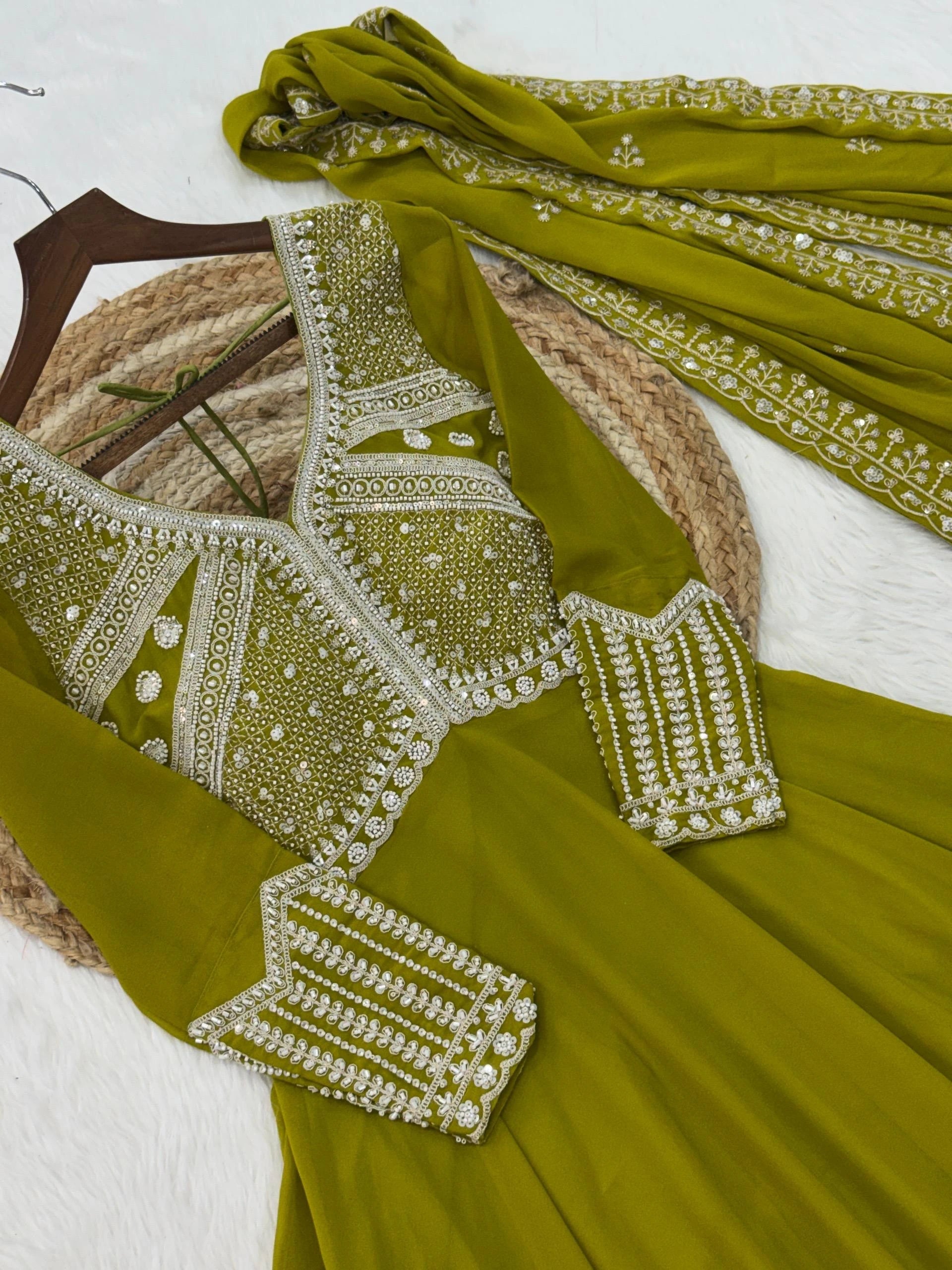 Vastra Creation's Designer Star Georgette Embroidered Gown with Dupatta