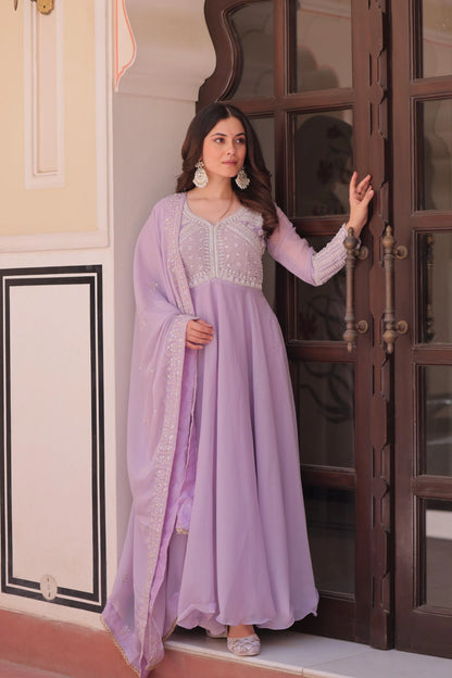 Vastra Creation's Designer Star Georgette Embroidered Gown with Dupatta