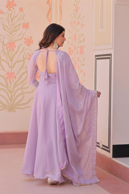 Vastra Creation's Designer Star Georgette Embroidered Gown with Dupatta