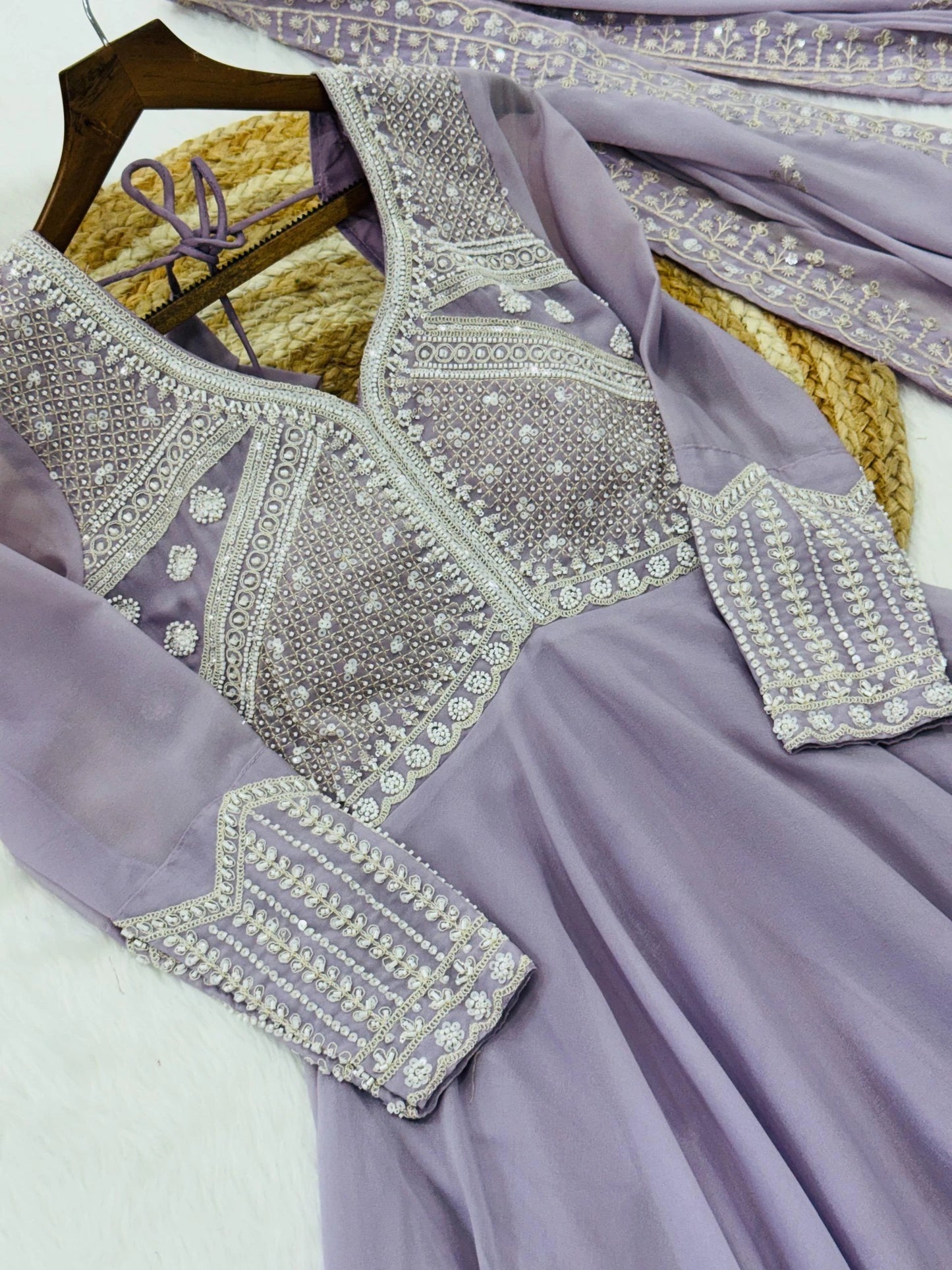 Vastra Creation's Designer Star Georgette Embroidered Gown with Dupatta