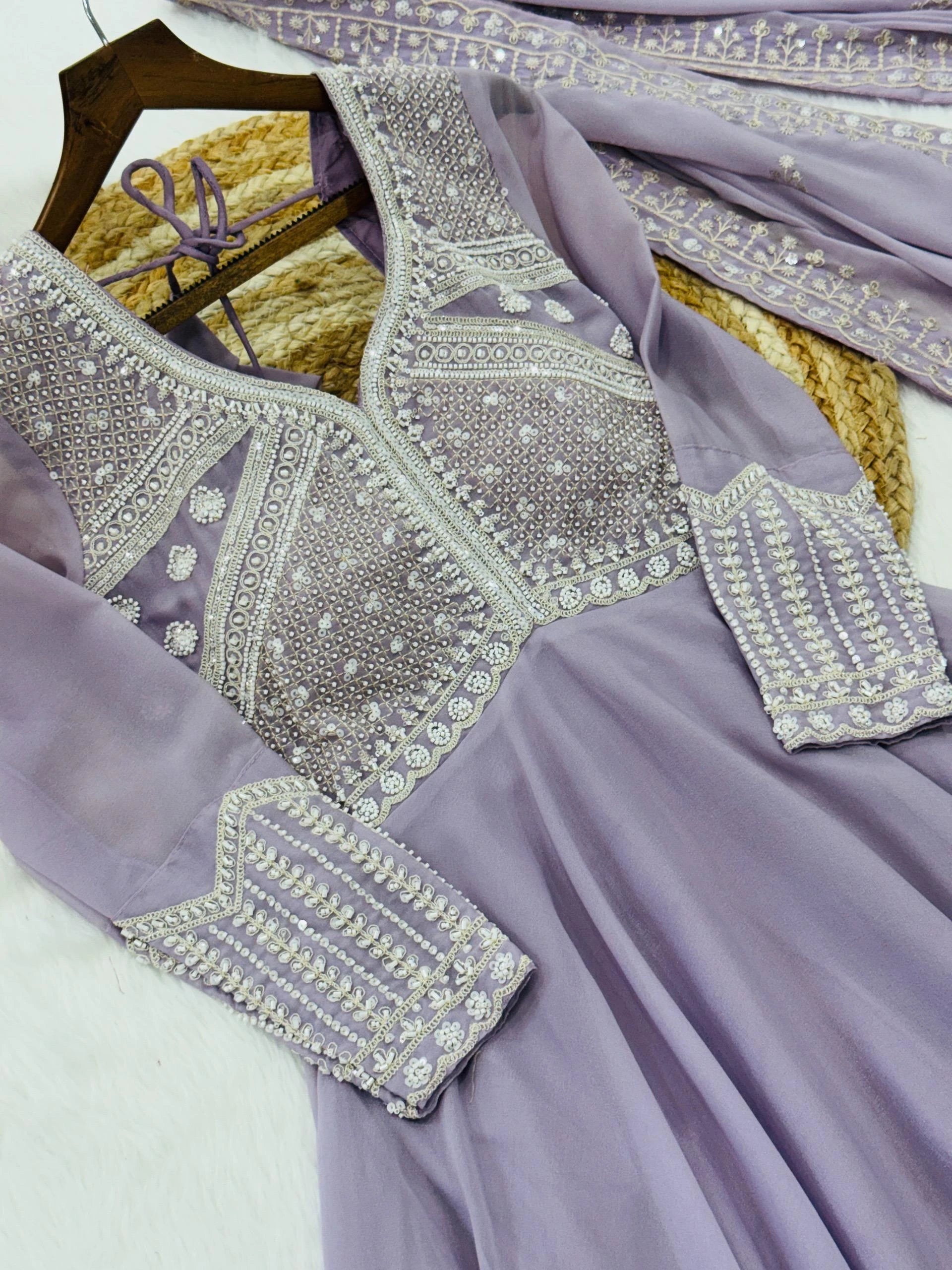 Vastra Creation's Designer Star Georgette Embroidered Gown with Dupatta