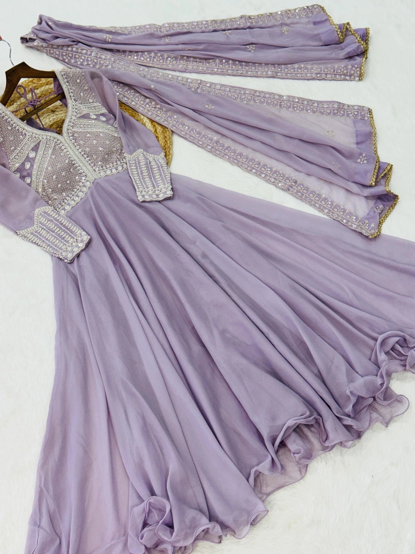 Vastra Creation's Designer Star Georgette Embroidered Gown with Dupatta