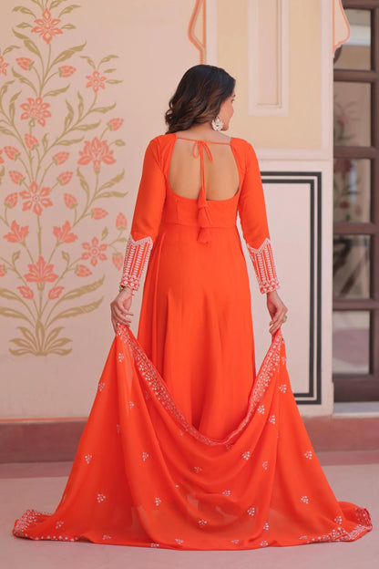 Vastra Creation's Designer Star Georgette Embroidered Gown with Dupatta
