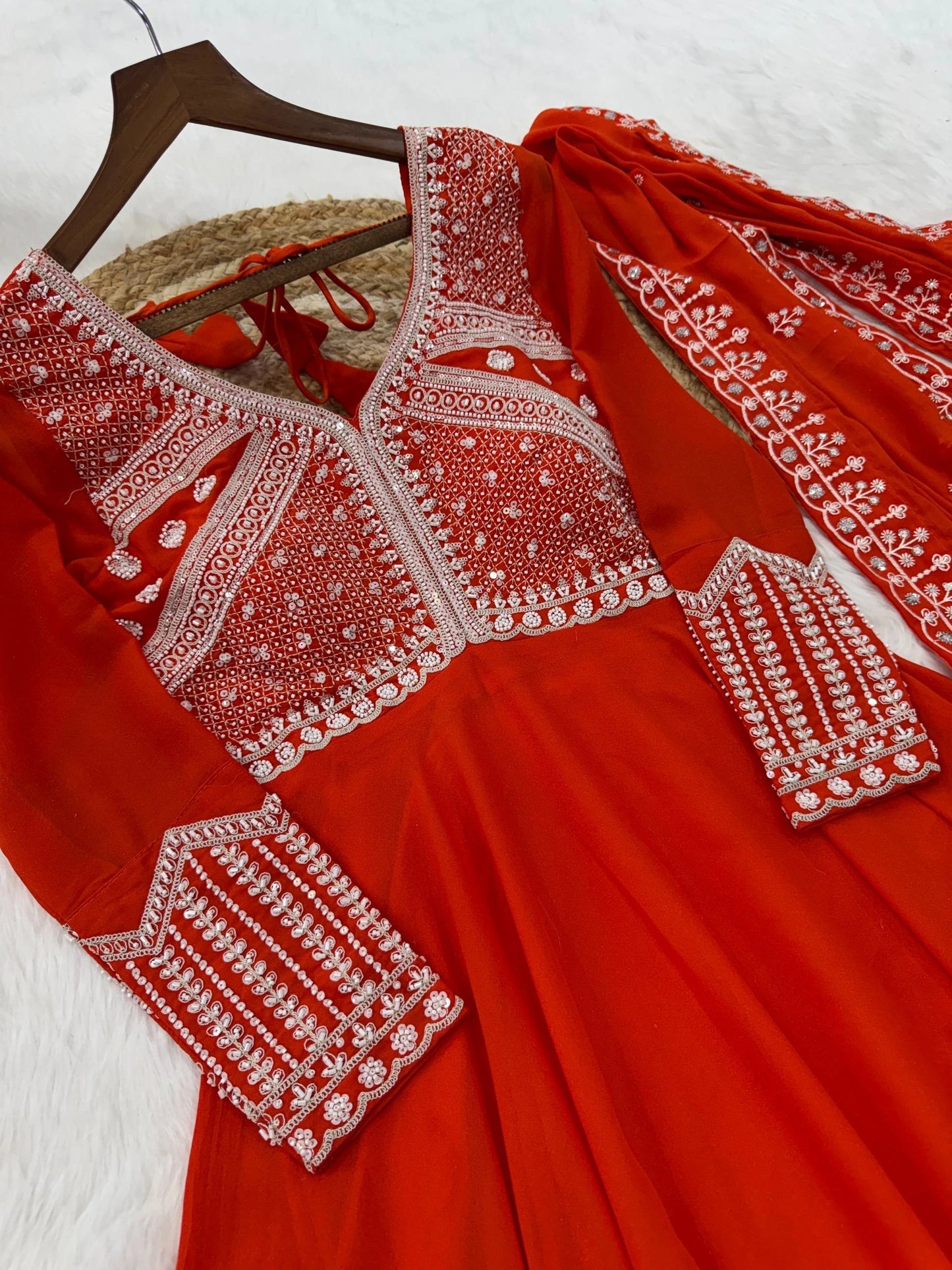 Vastra Creation's Designer Star Georgette Embroidered Gown with Dupatta