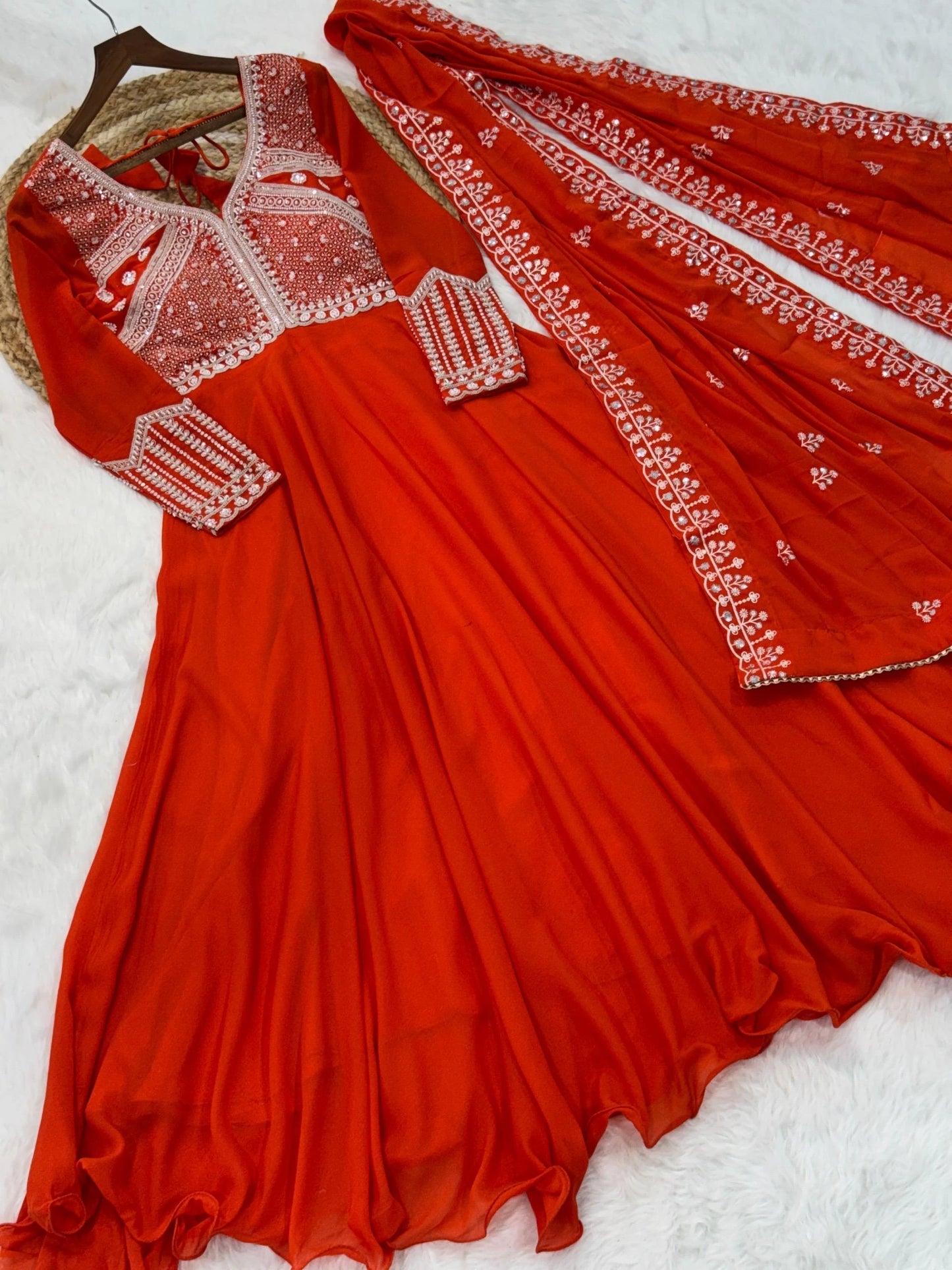 Vastra Creation's Designer Star Georgette Embroidered Gown with Dupatta