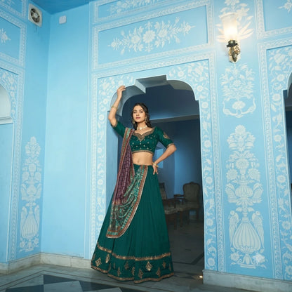 Vastra Creation's Designer Vichitra Silk Lehenga Choli Set