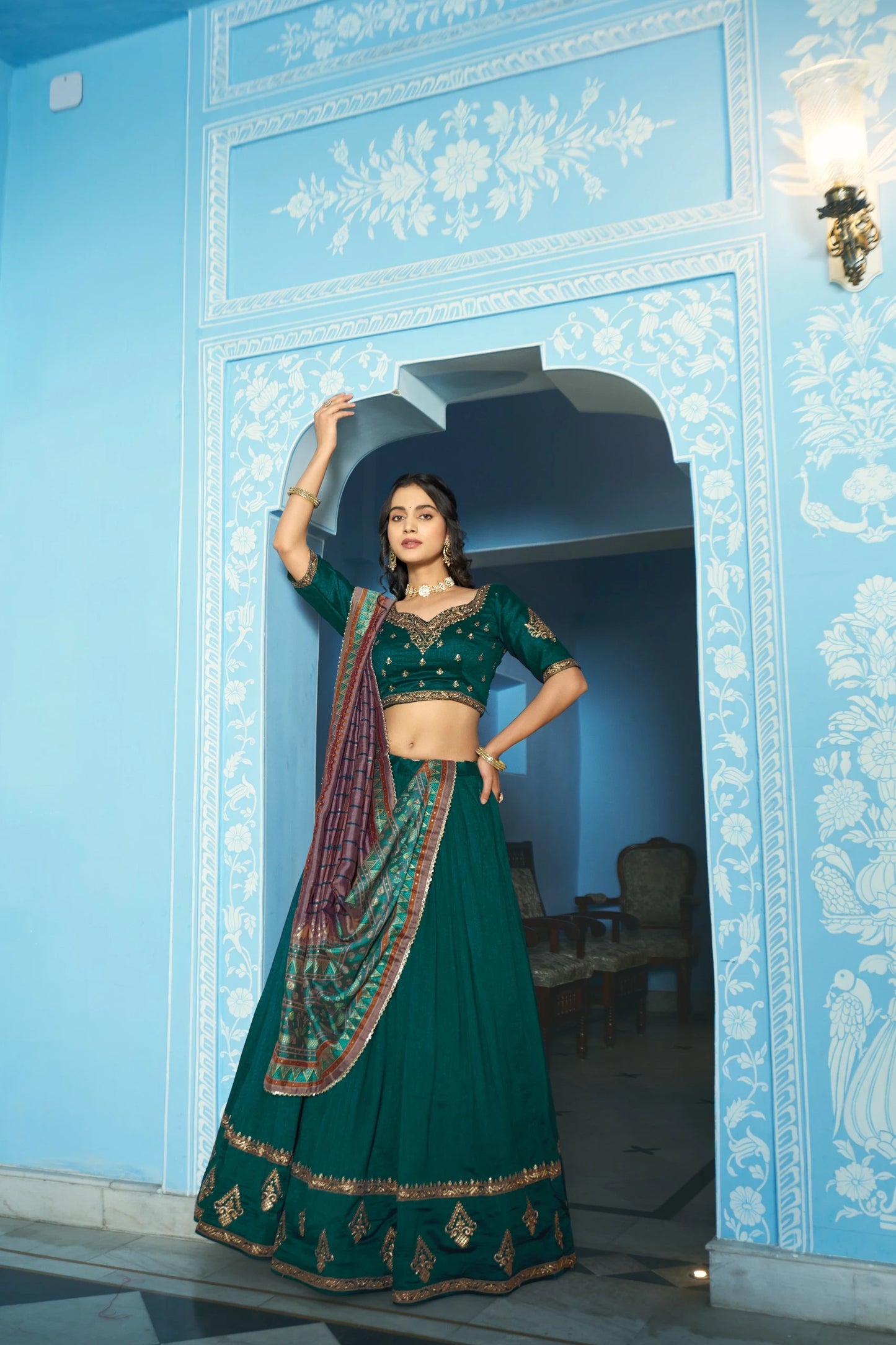 Vastra Creation's Designer Vichitra Silk Lehenga Choli Set