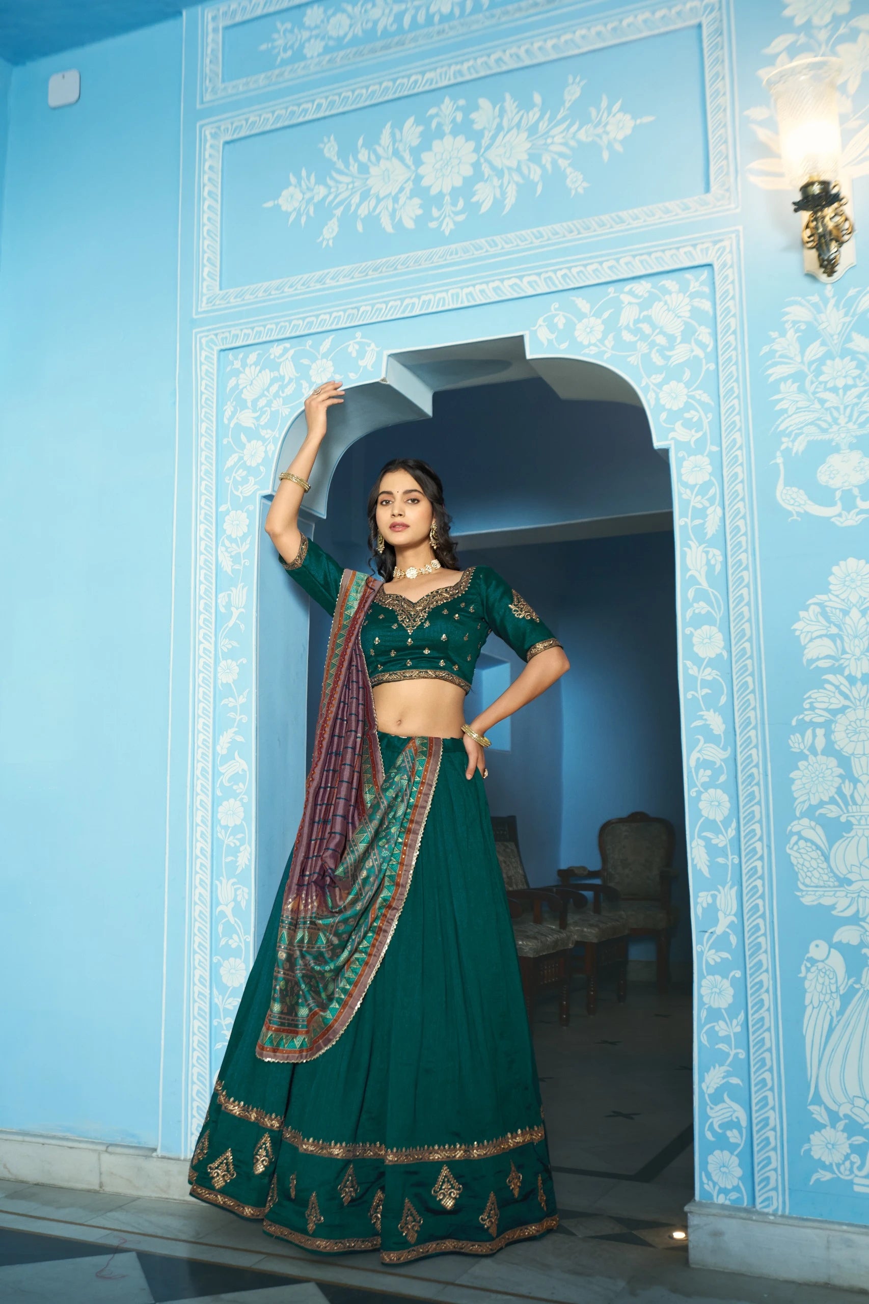 Vastra Creation's Designer Vichitra Silk Lehenga Choli Set