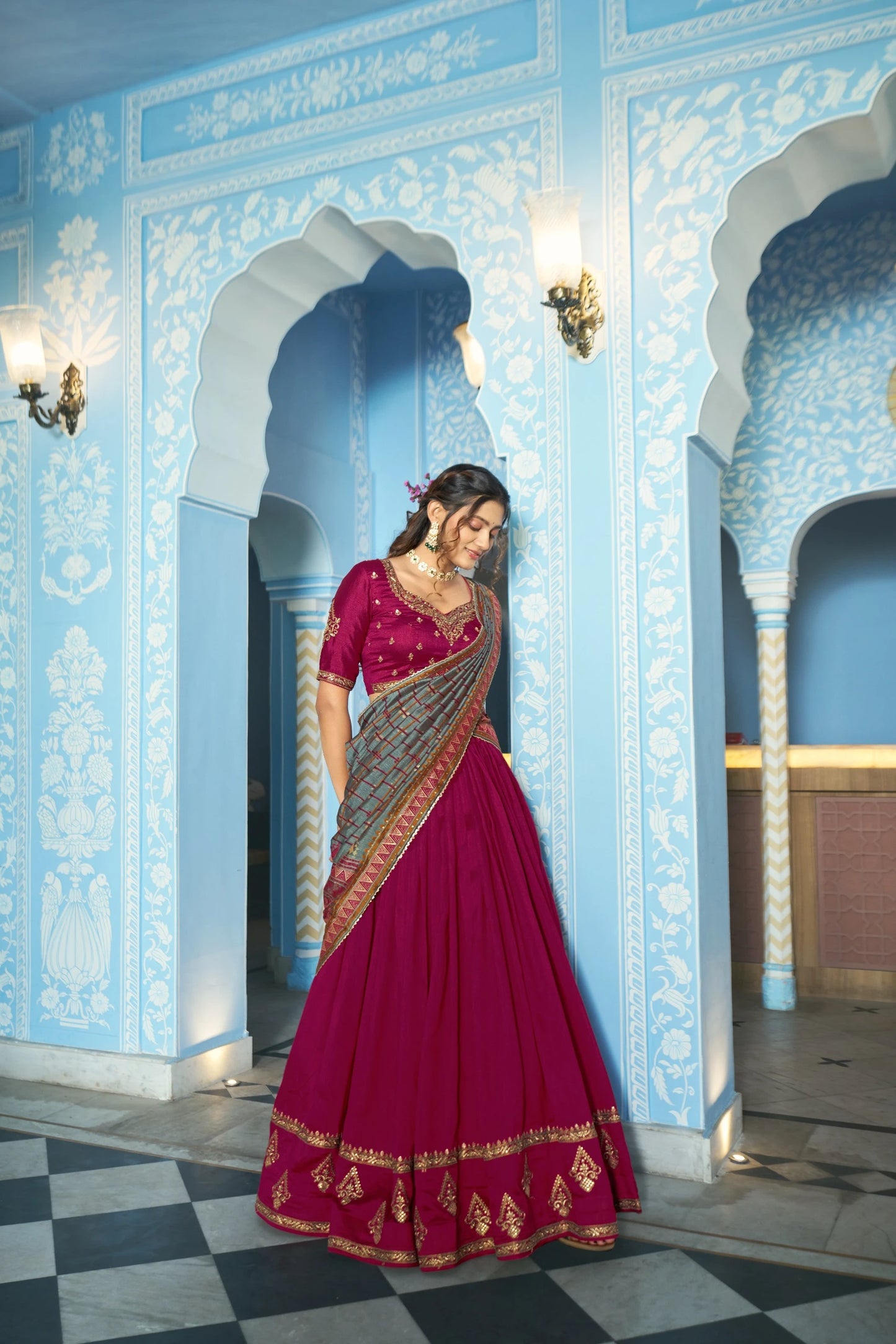 Vastra Creation's Designer Vichitra Silk Lehenga Choli Set