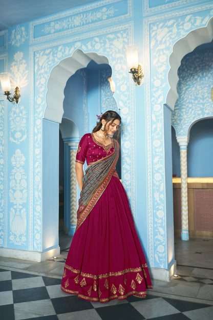 Vastra Creation's Designer Vichitra Silk Lehenga Choli Set