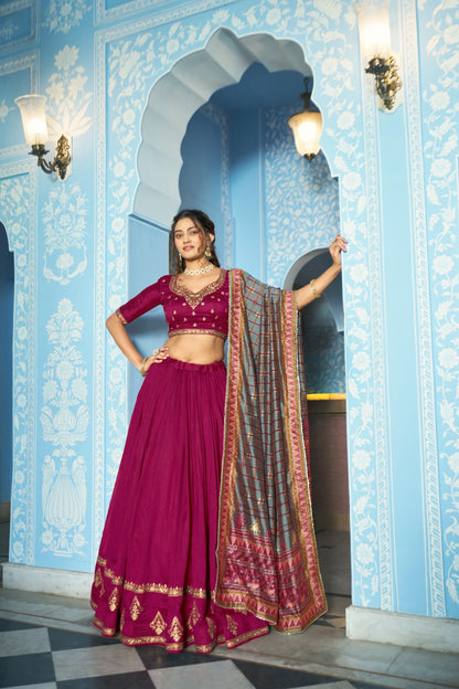 Vastra Creation's Designer Vichitra Silk Lehenga Choli Set