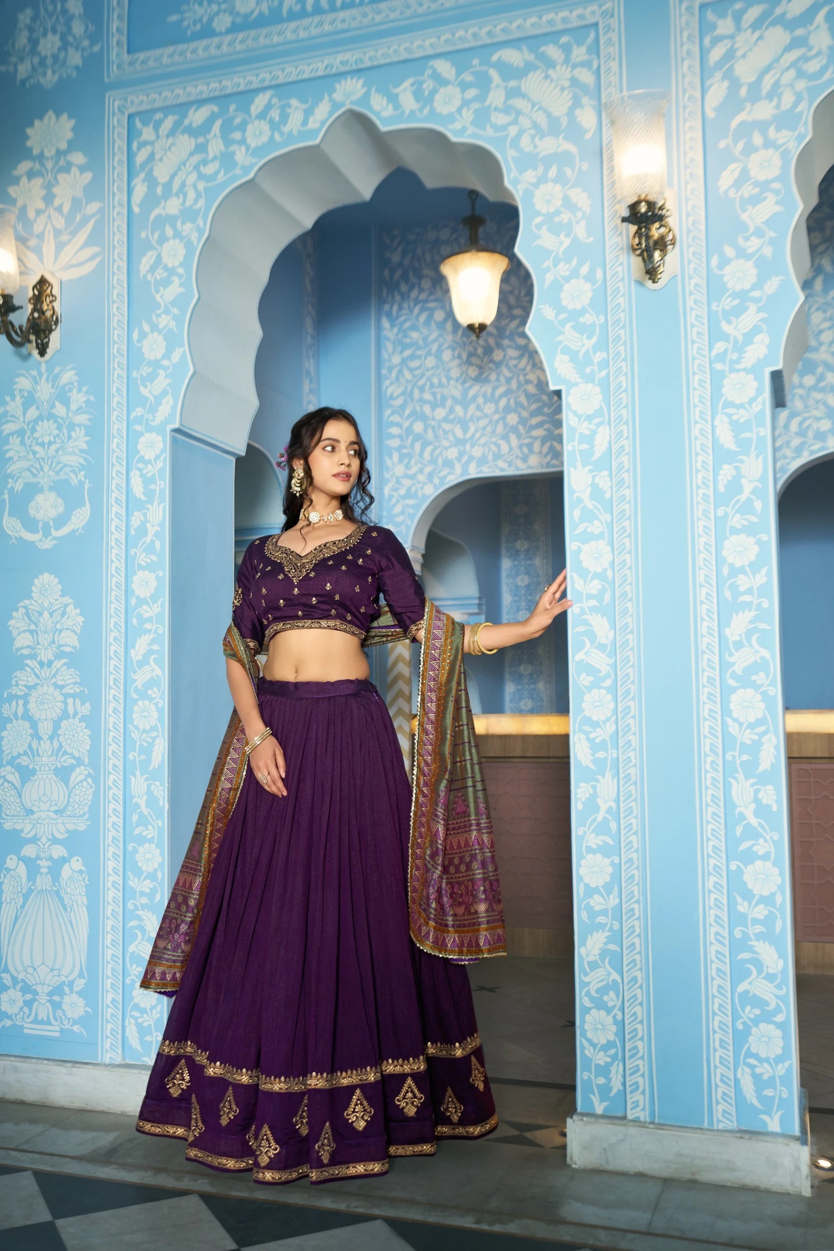 Vastra Creation's Designer Vichitra Silk Lehenga Choli Set