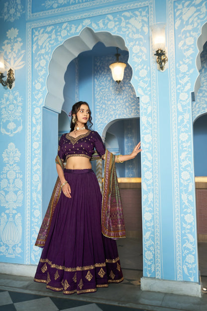 Vastra Creation's Designer Vichitra Silk Lehenga Choli Set
