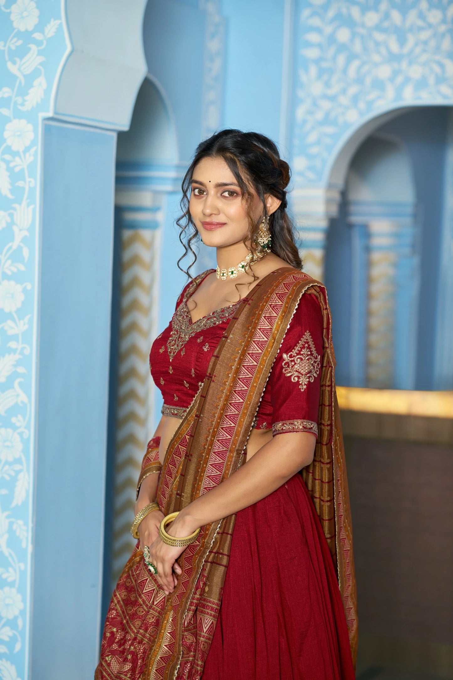 Vastra Creation's Designer Vichitra Silk Lehenga Choli Set