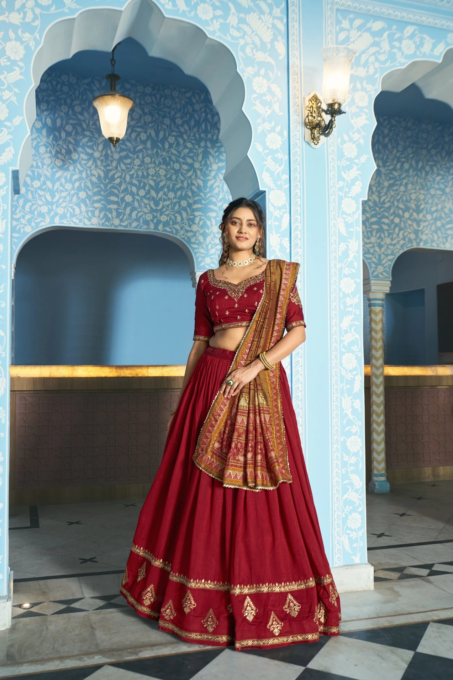 Vastra Creation's Designer Vichitra Silk Lehenga Choli Set