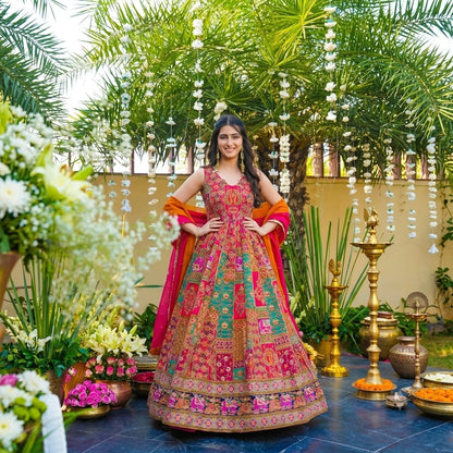 Vastra Creation's Designer Digital Printed Anarkali Gown Set
