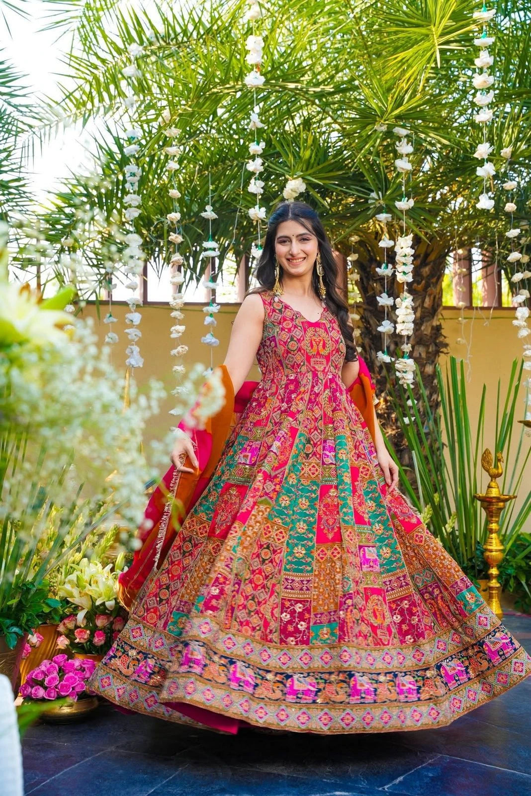 Vastra Creation's Designer Digital Printed Anarkali Gown Set