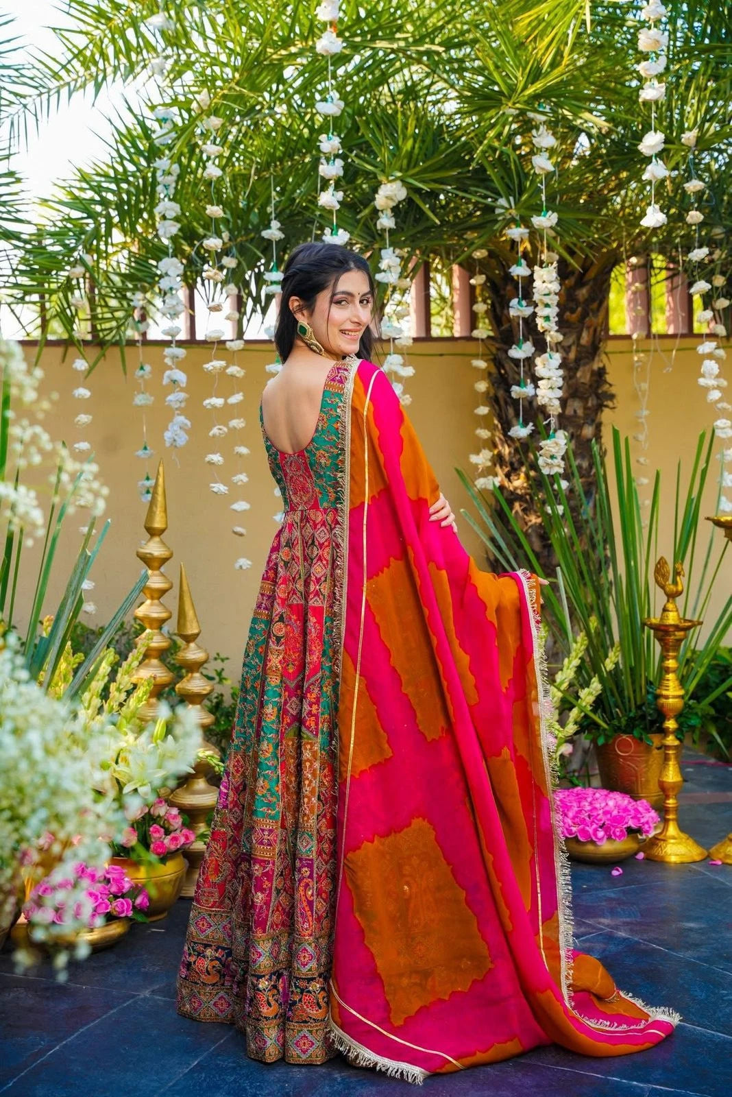 Vastra Creation's Designer Digital Printed Anarkali Gown Set