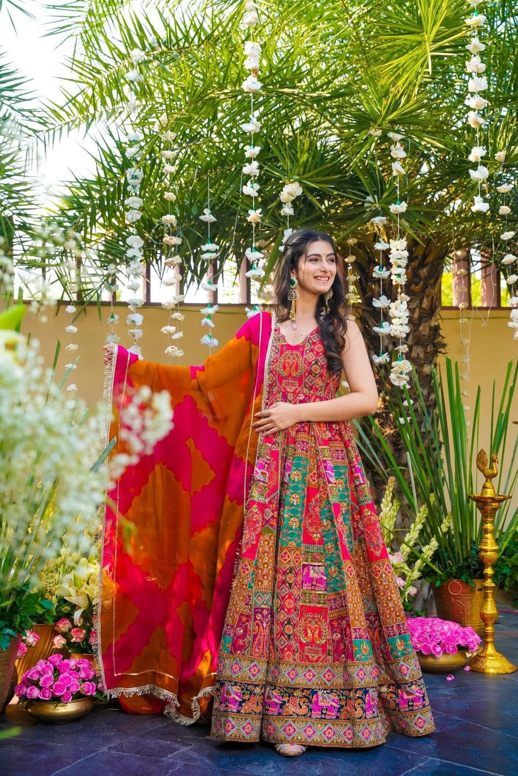 Vastra Creation's Designer Digital Printed Anarkali Gown Set