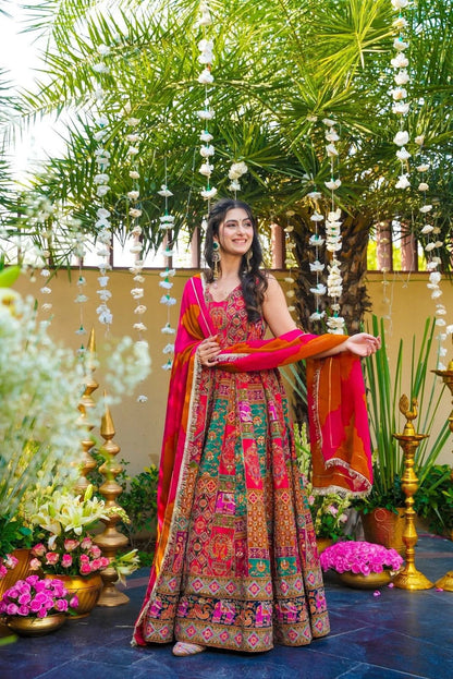Vastra Creation's Designer Digital Printed Anarkali Gown Set