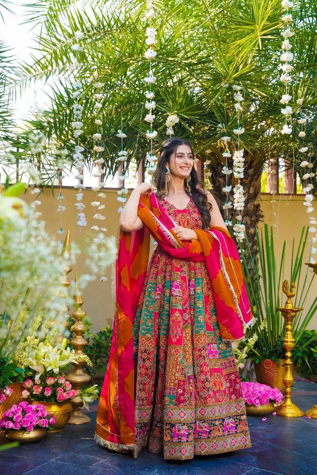 Vastra Creation's Designer Digital Printed Anarkali Gown Set