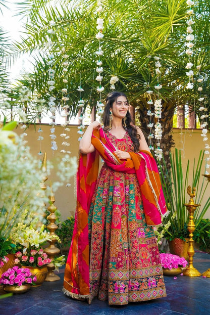 Vastra Creation's Designer Digital Printed Anarkali Gown Set