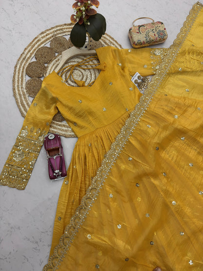 Vastra Creation's Designer Party Wear Gown Set with Dupatta & Pant
