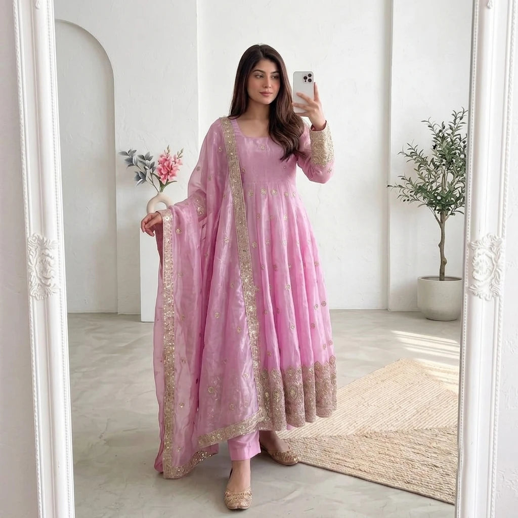 Vastra Creation's Designer Party Wear Gown with Dupatta & Pant